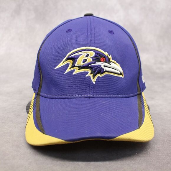 Reebok Baltimore Ravens Flexfit Cap NFL Onfield Equipment L/XL Purple & Yellow - Picture 2 of 10